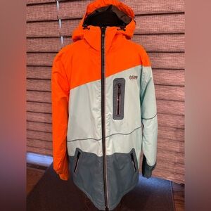 Orage ski/snowboard jacket with all bells/whistles.M.21” pit-pit/34”L.SmokeFree